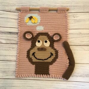 Handmade crochet Monkey Wall decoration